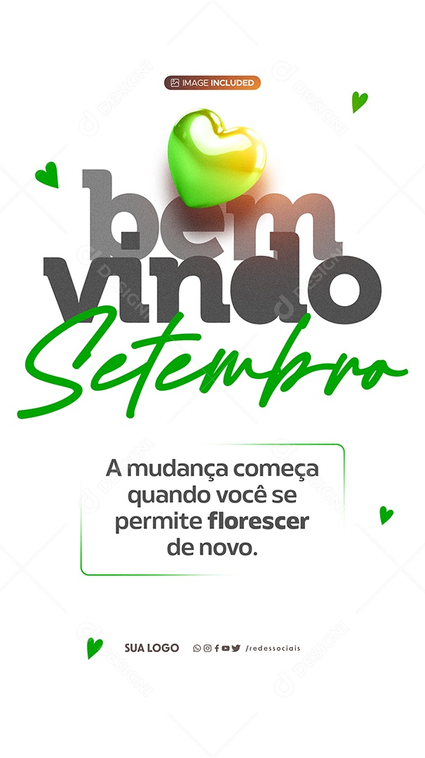 Story Bem Vindo Setembro Florecer de Novo Social Media PSD Editável