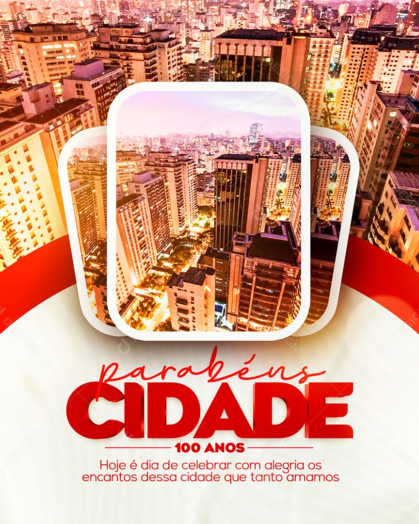 Parabéns Cidade Social Media PSD Editável