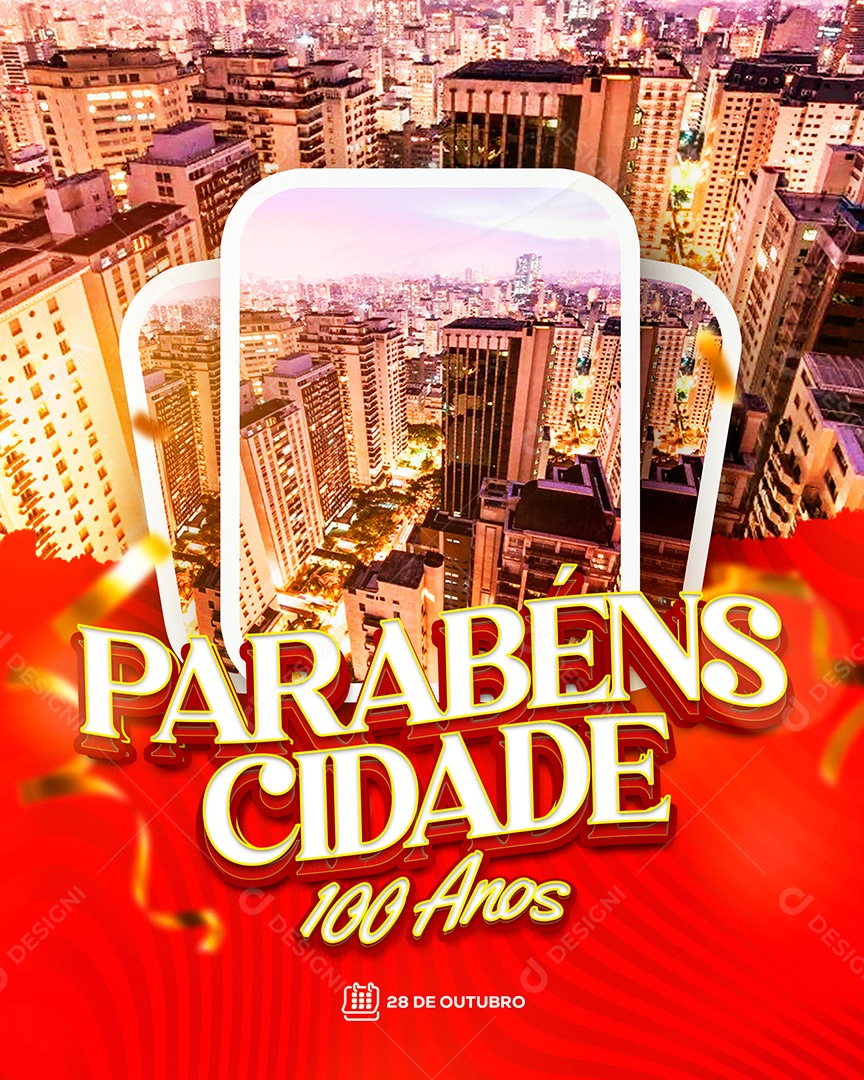 Parabéns Cidade Social Media PSD Editável