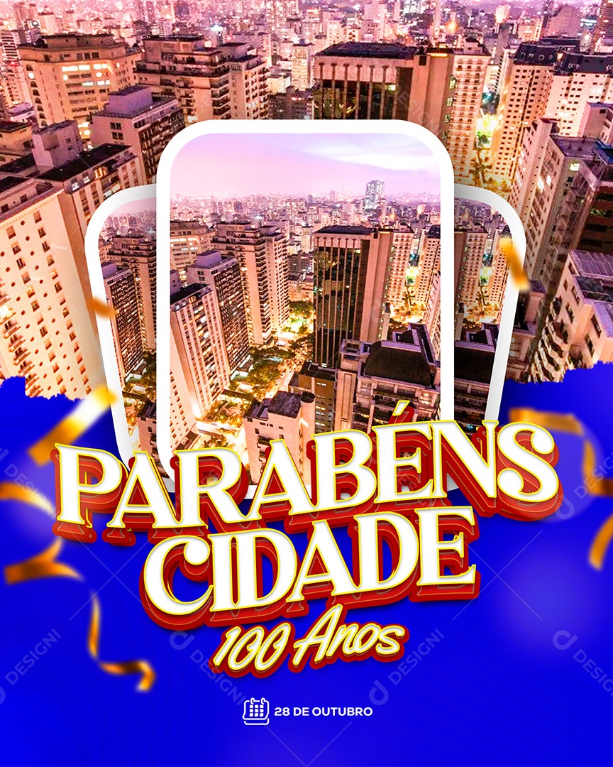 Parabéns Cidade Social Media PSD Editável