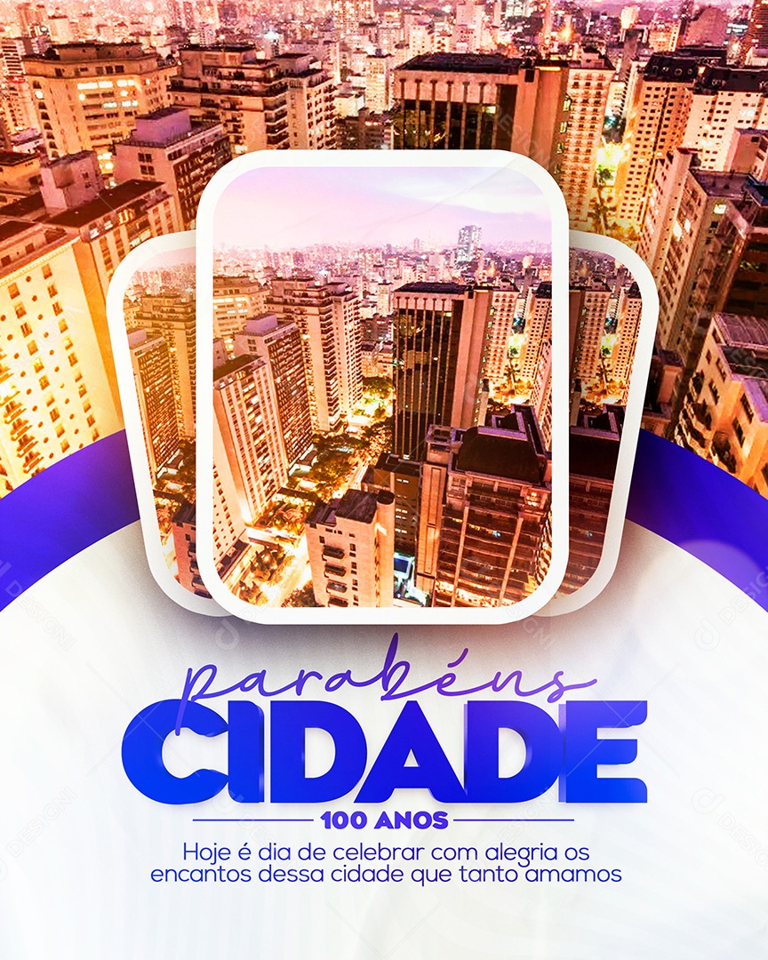 Parabéns Cidade Social Media PSD Editável