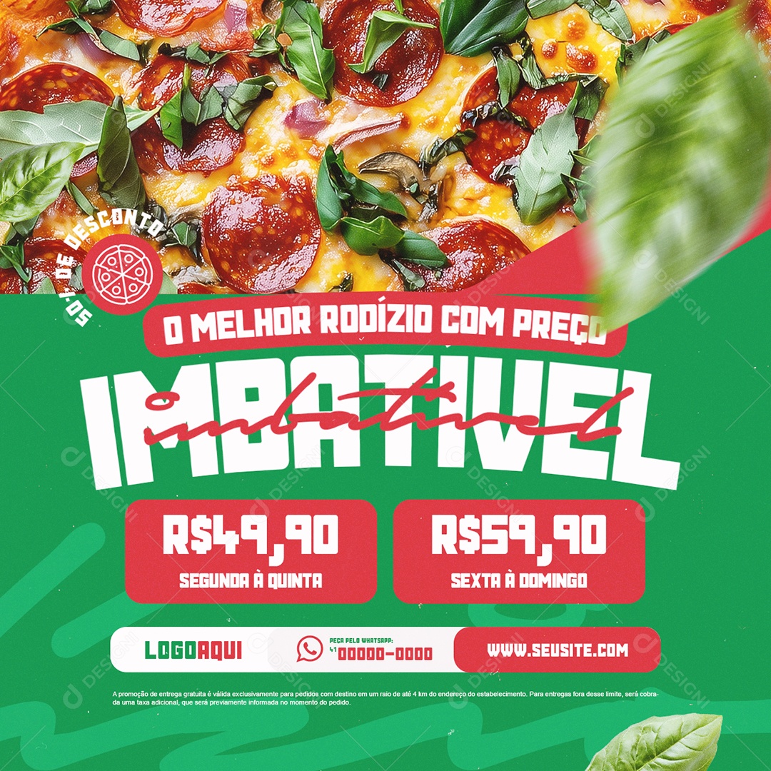 Pizzaria O Melhor Rodízio com Preço Imbatível Social Media PSD Editável