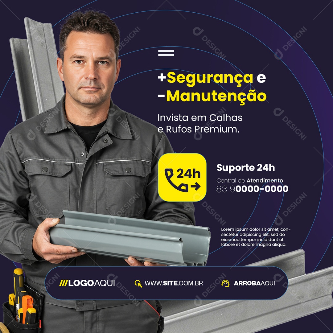 Materiais de Construção Calhas e Rufos Invista Social Media PSD Editável