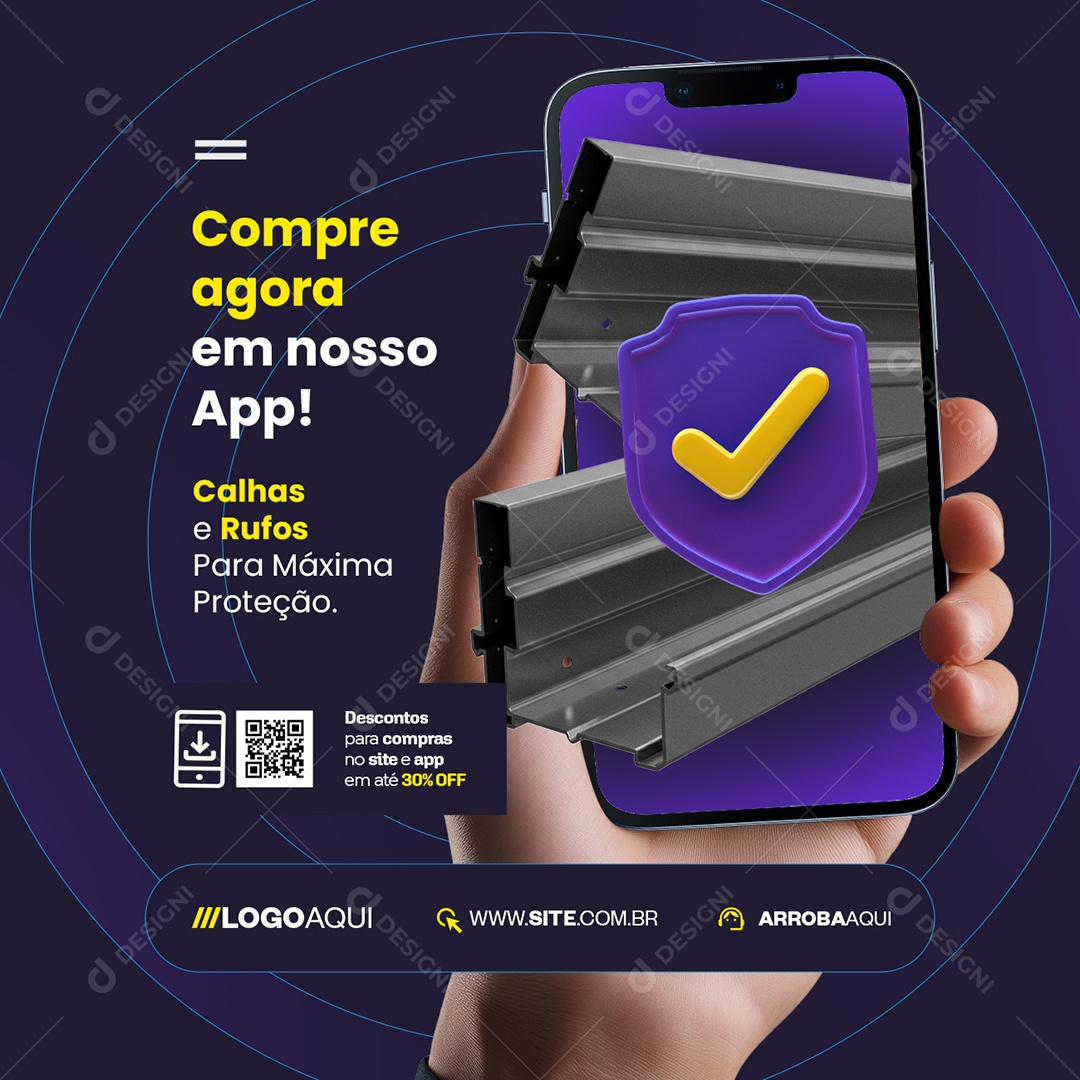 Materiais de Construção Calhas e Rufos Compre Agora em Nosso App Social Media PSD Editável