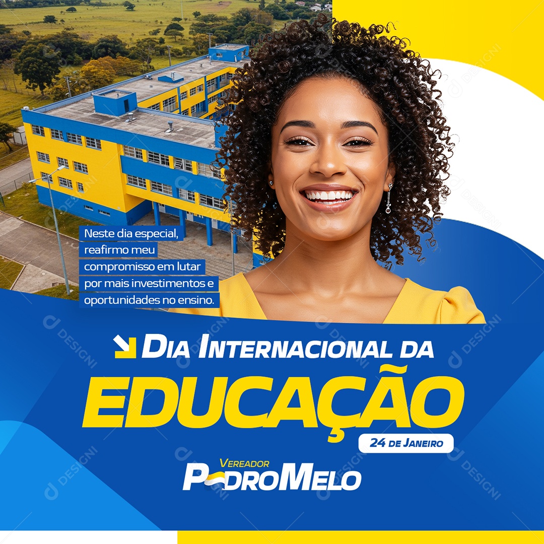 Política Vereador Pedro Melo Dia Internacional da Educação Social Media PSD Editável