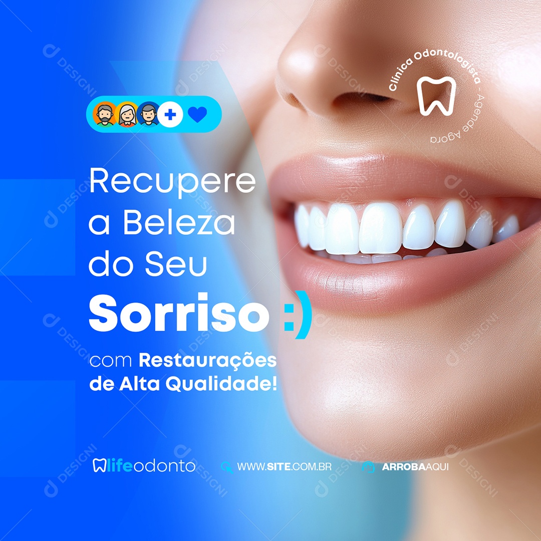 Odonto Recupere a Beleza do Seu Sorriso Social Media PSD Editável