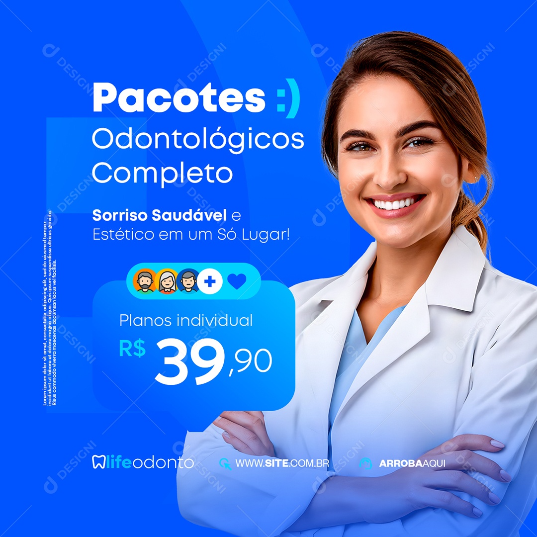 Odonto Pacotes Odontológicos Completo Social Media PSD Editável