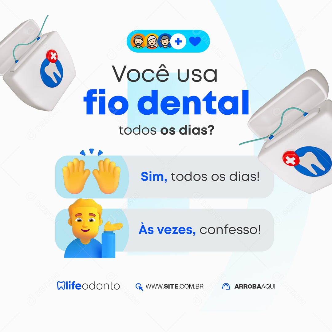 Odonto Você Usa Fio Dental Social Media PSD Editável