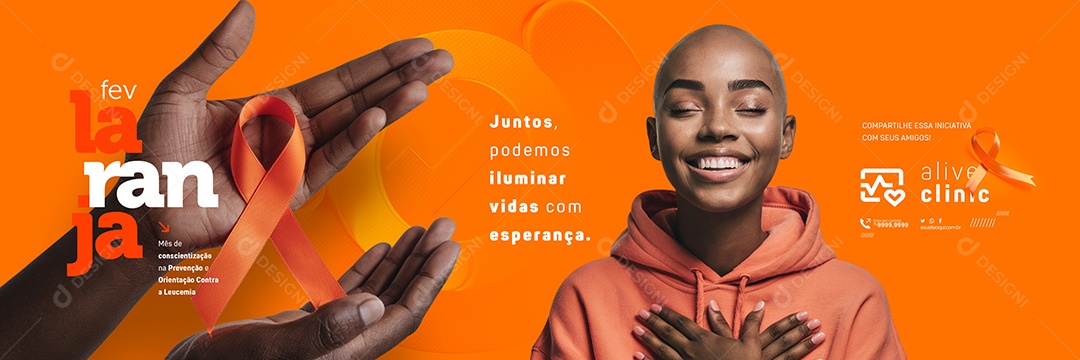 Carrossel Fevereiro Laranja Juntos Podemos Iluminar Vidas Social Media PSD Editável