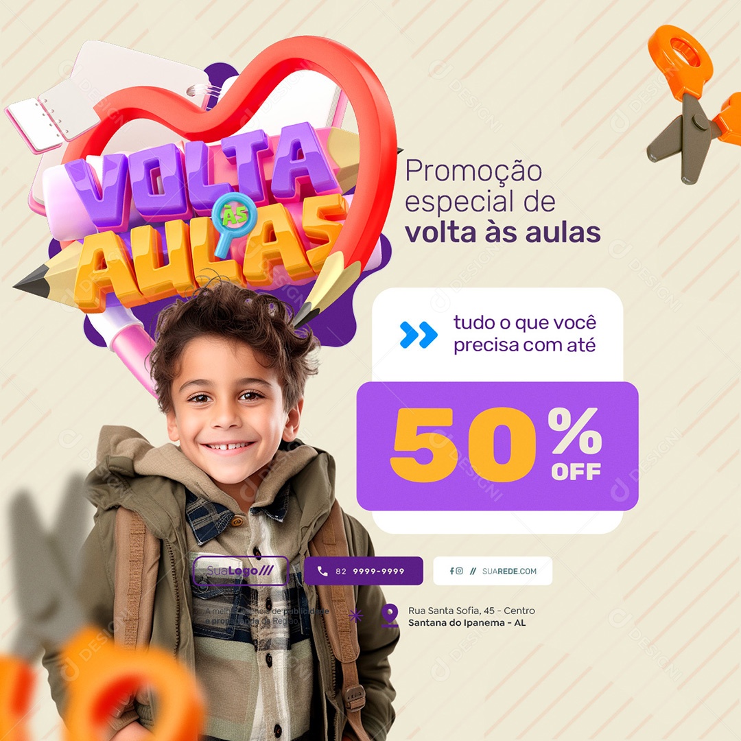 Promoção Especial de Volta às Aulas Social Media PSD Editável