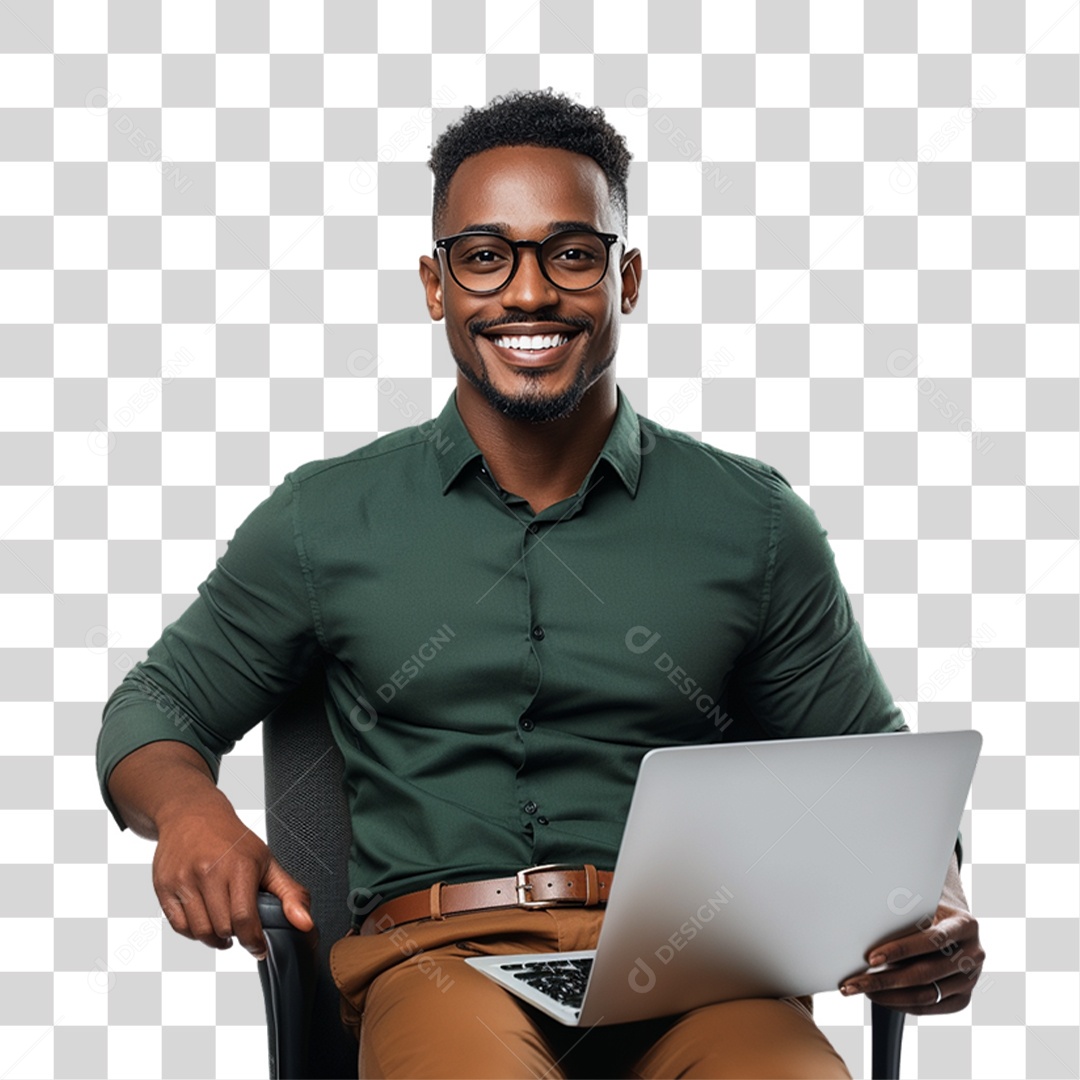 Homem com Notebook PNG Transparente