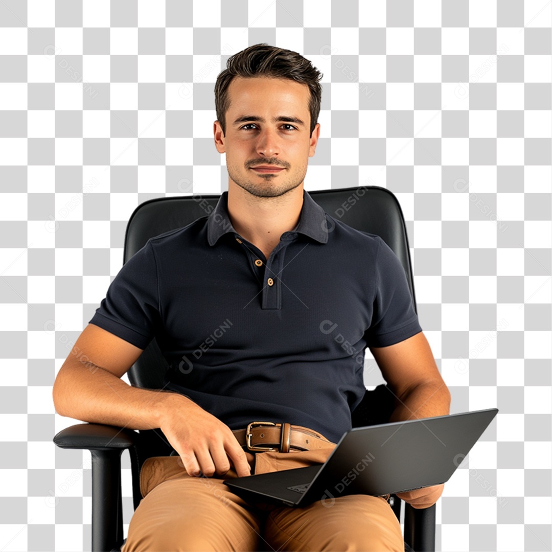Homem com Notebook PNG Transparente