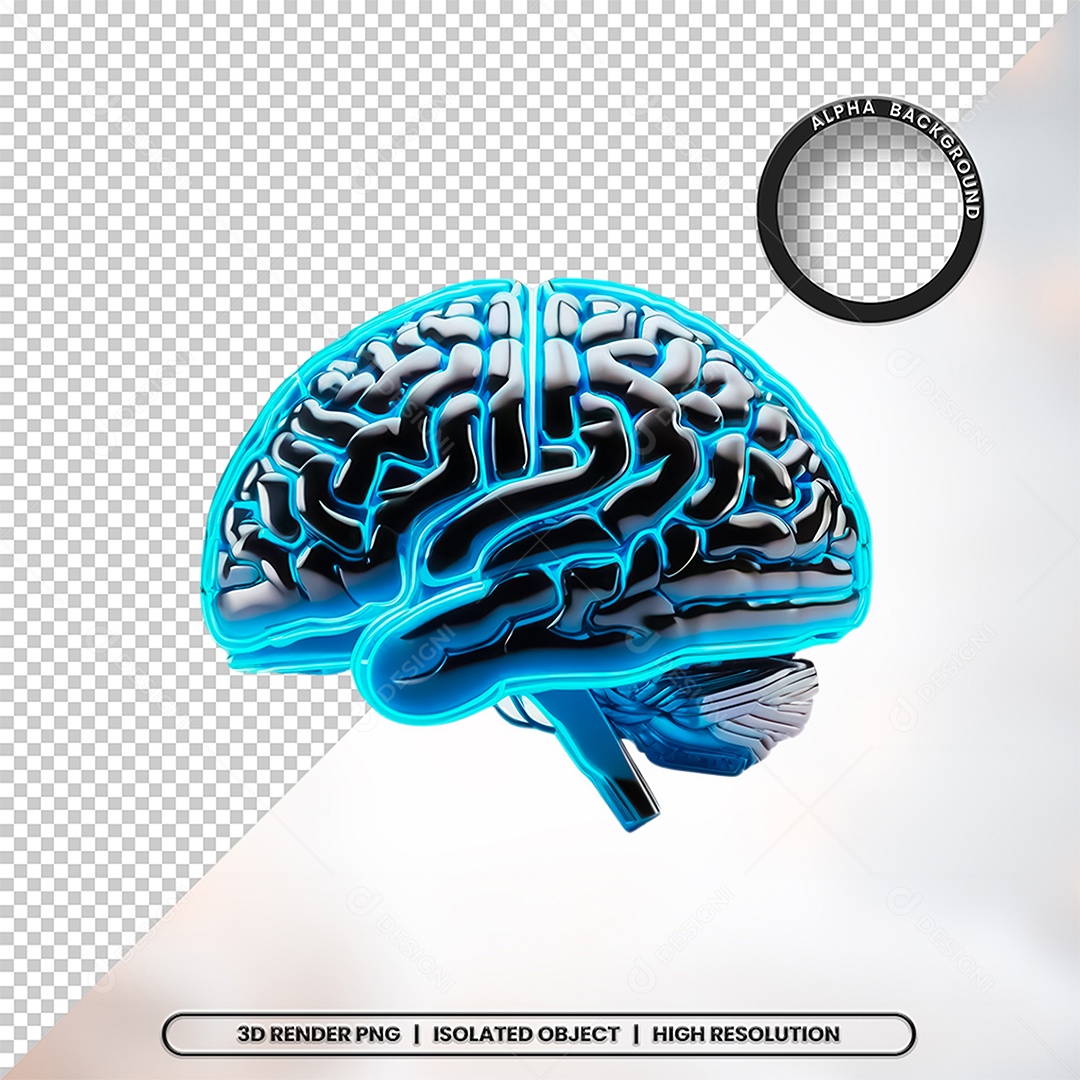 Elemento 3D Cerebro Para Composição PSD