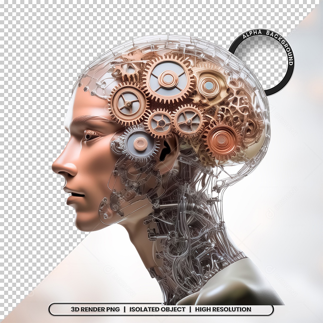 Elemento 3D Cerebro Humano Futurista Para Composição PSD