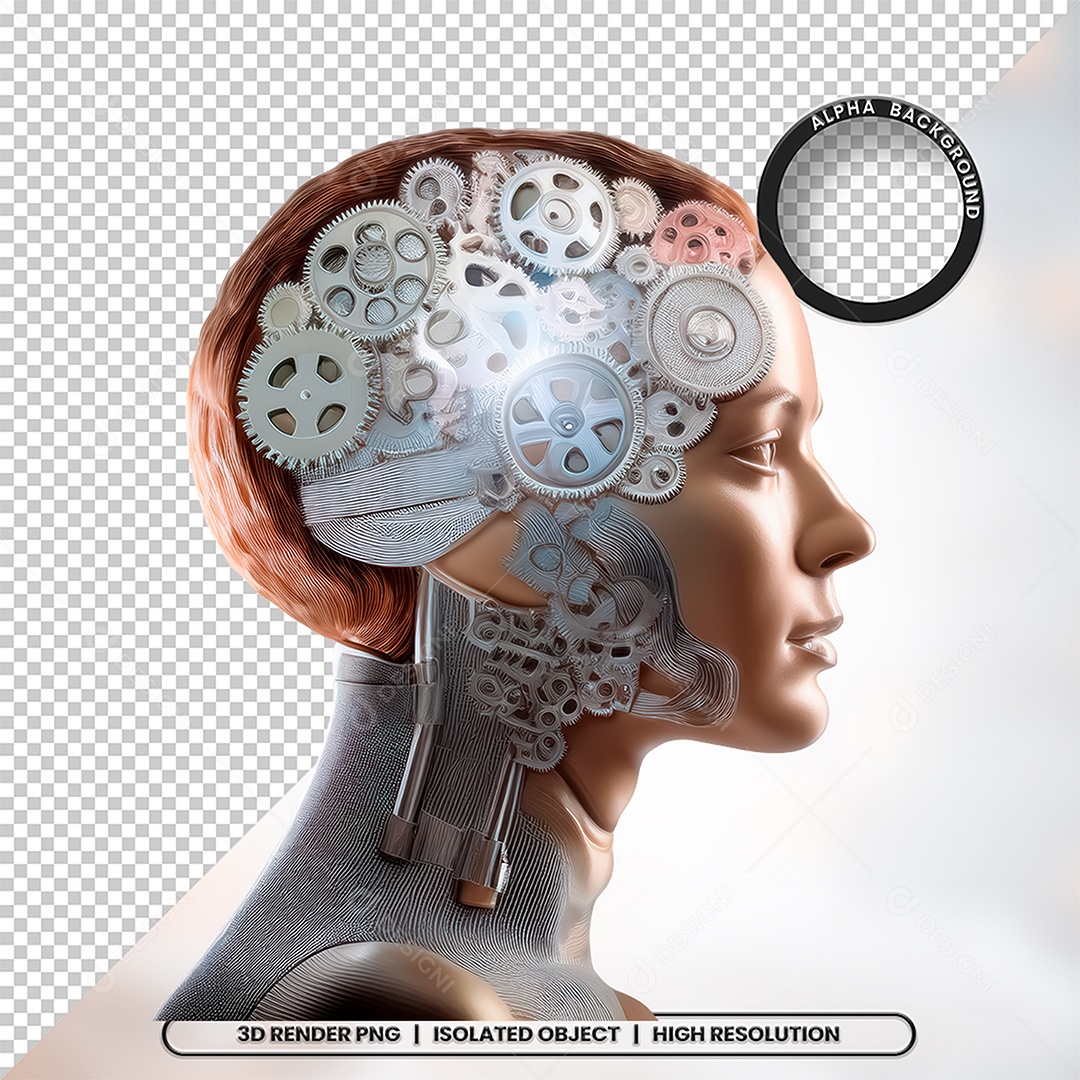 Elemento 3D Cerebro Humano Futurista Para Composição PSD