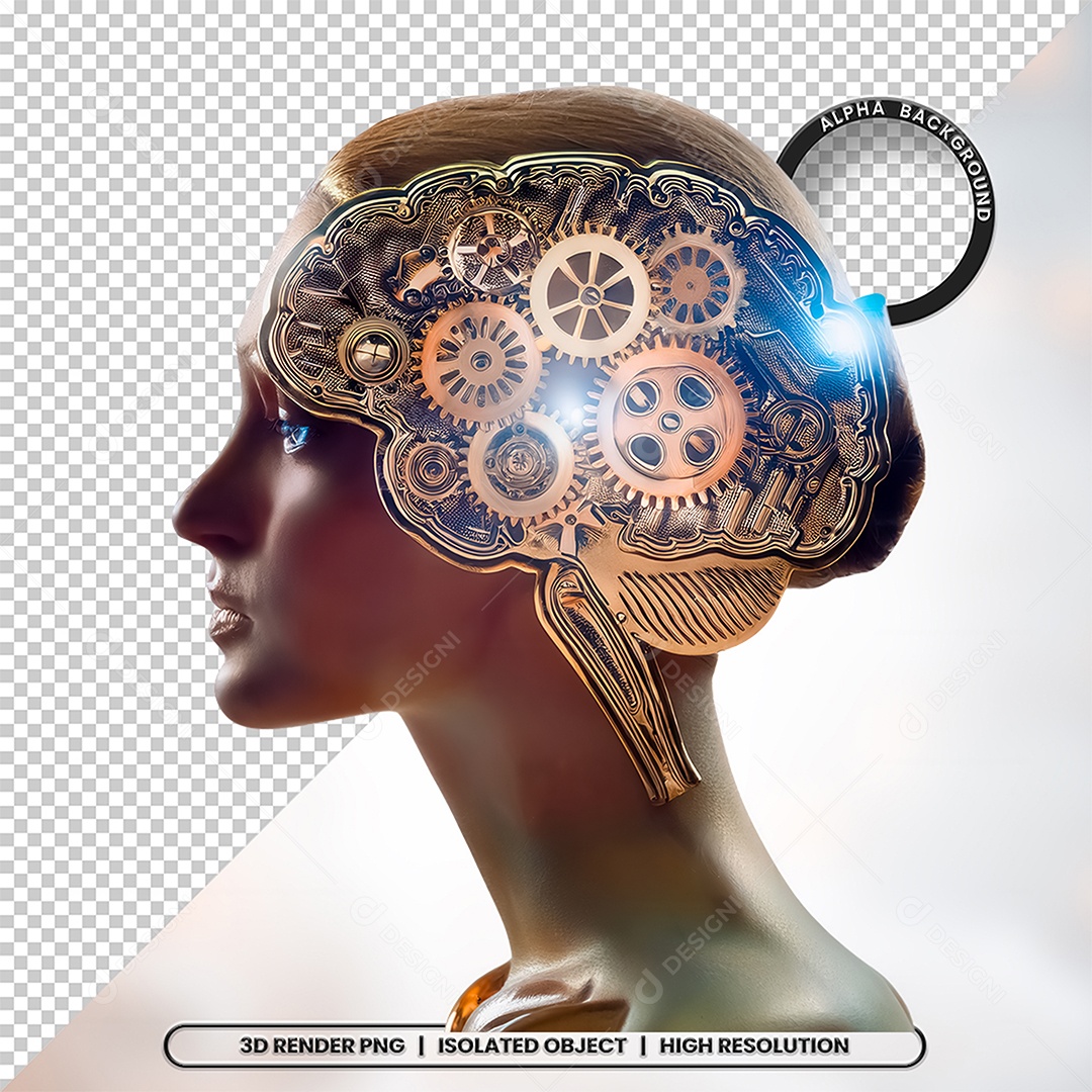 Elemento 3D Cerebro Humano Futurista Para Composição PSD