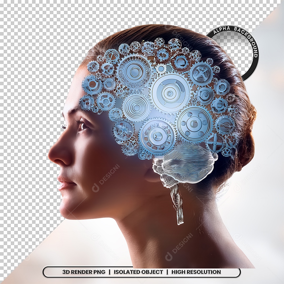 Elemento 3D Cerebro Humano Futurista Para Composição PSD
