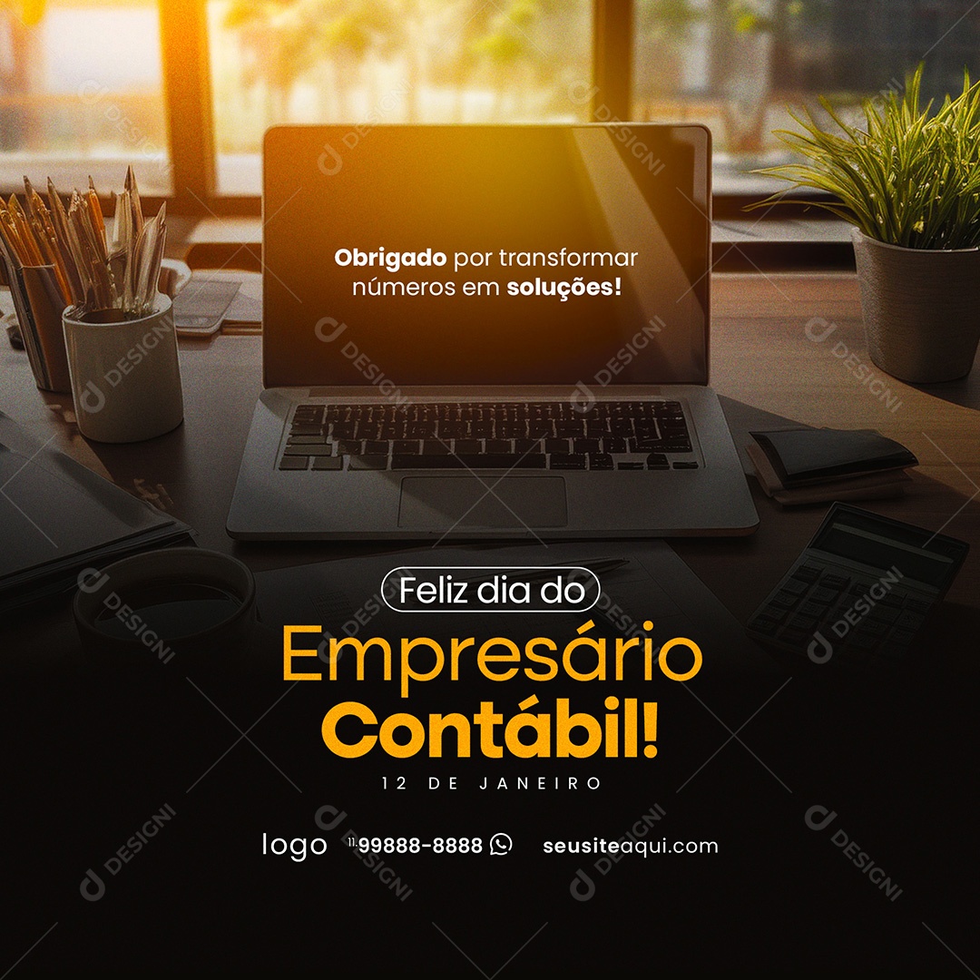 Dia do Empresário Contábil 12 de Janeiro Social Media PSD Editável