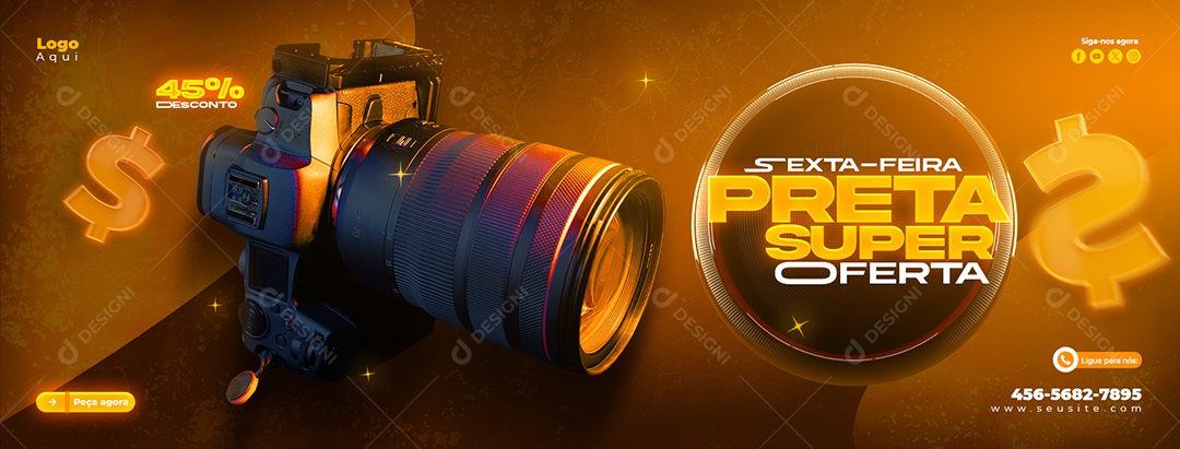 Banner Loja Eletrodomésticos Sexta Feira Preta Descontos Social Media PSD Editável