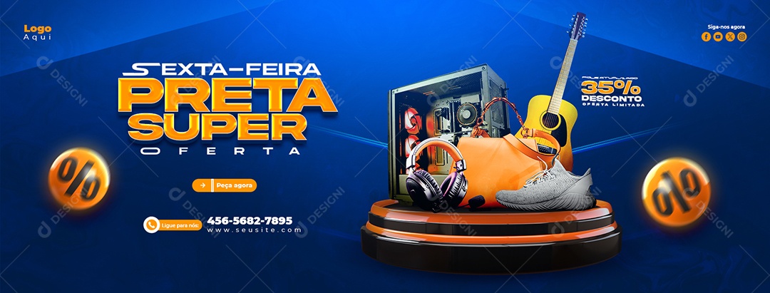 Banner Loja Eletrodomésticos Sexta Feira Preta Descontos Social Media PSD Editável