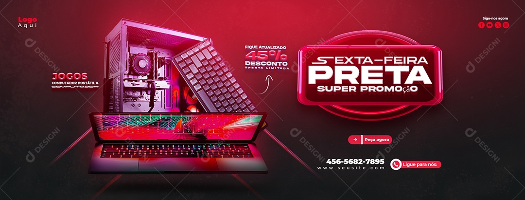 Banner Loja Eletrodomésticos Sexta Feira Preta Descontos 45% Social Media PSD Editável