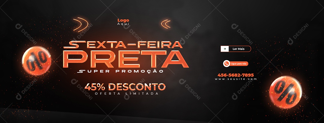 Banner Loja Eletrodomésticos Sexta Feira Preta Descontos 45% Social Media PSD Editável
