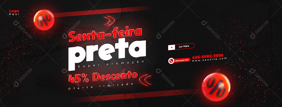 Banner Loja Eletrodomésticos Sexta Feira Preta Descontos 45% Social Media PSD Editável