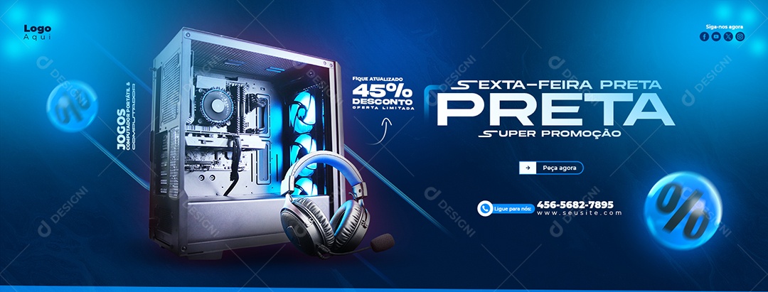 Banner Loja Eletrodomésticos Sexta Feira Preta Descontos 40% Social Media PSD Editável