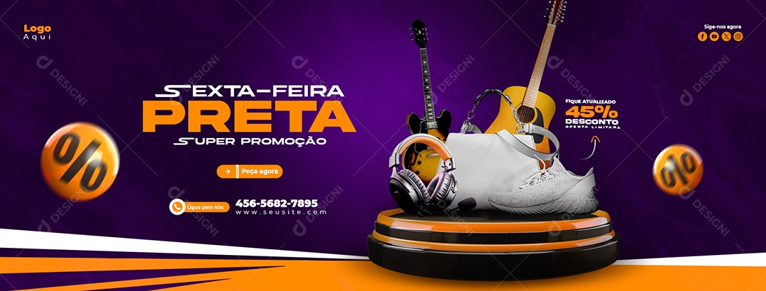 Banner Loja Eletrodomésticos Sexta Feira Preta Descontos Social Media PSD Editável