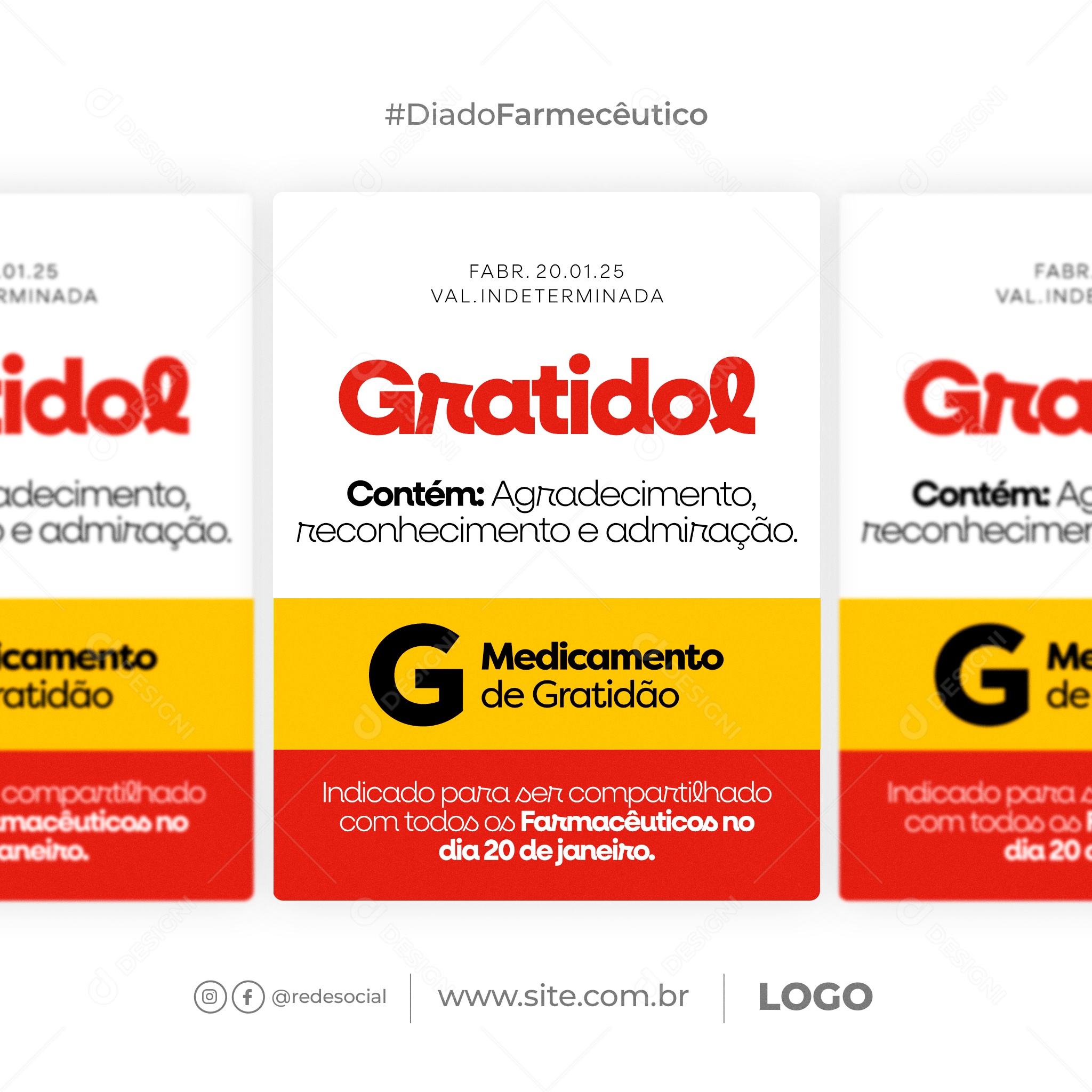 Dia do Farmacêutico 20 de Janeiro Parabéns Social Media PSD Editável