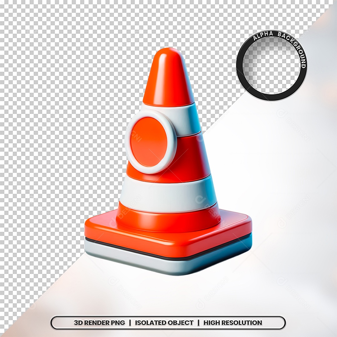 Elemento 3D Cone de Sinalização Para Composição PSD