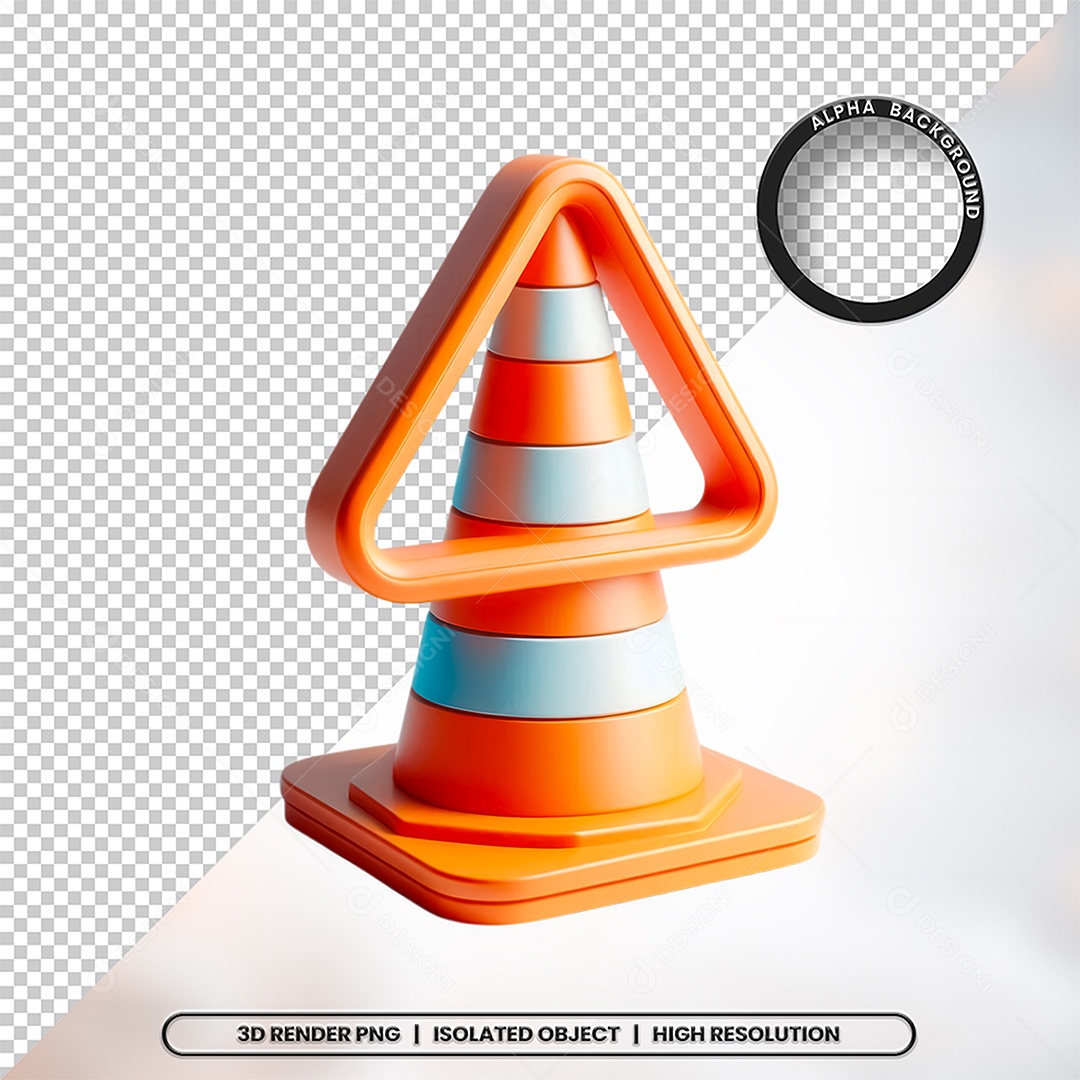 3D Element Cone de Sinalização For PSD Composition