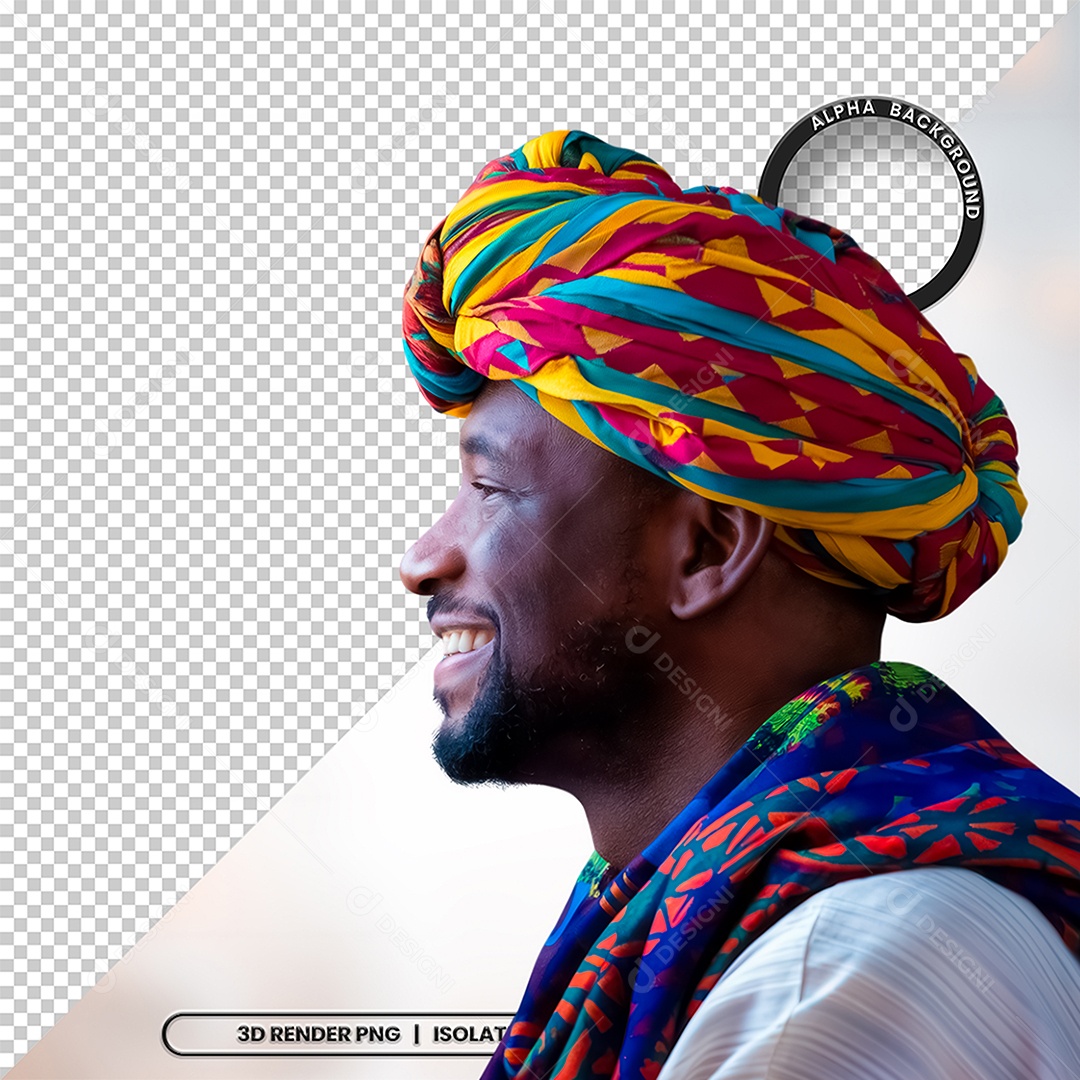 Personagem 3D Homen Negro Afro para Composição PSD