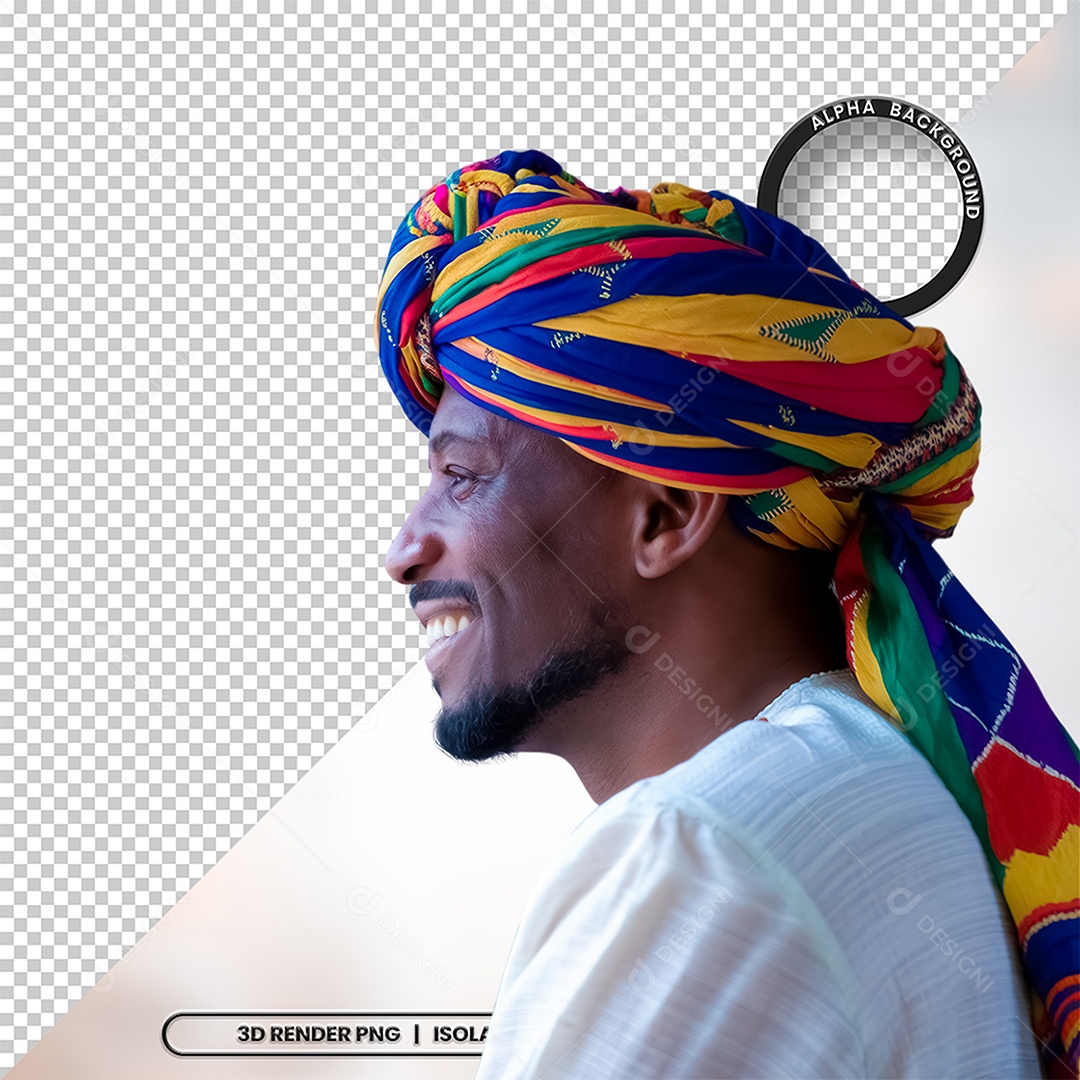 Personagem 3D Homen Negro Afro para Composição PSD