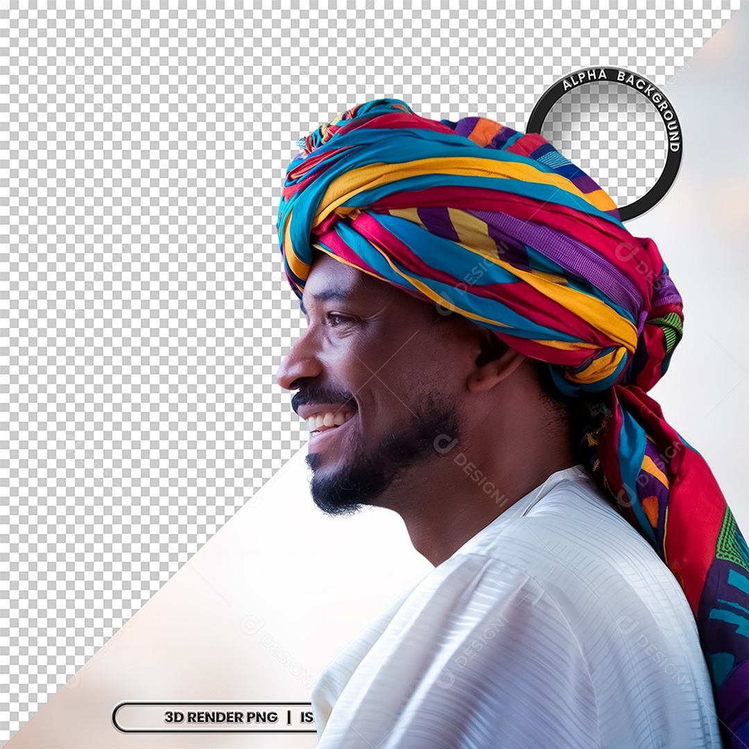 Personagem 3D Homen Negro Afro para Composição PSD