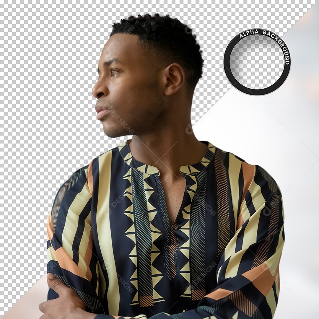 Personagem 3D Homen Negro Afro para Composição PSD