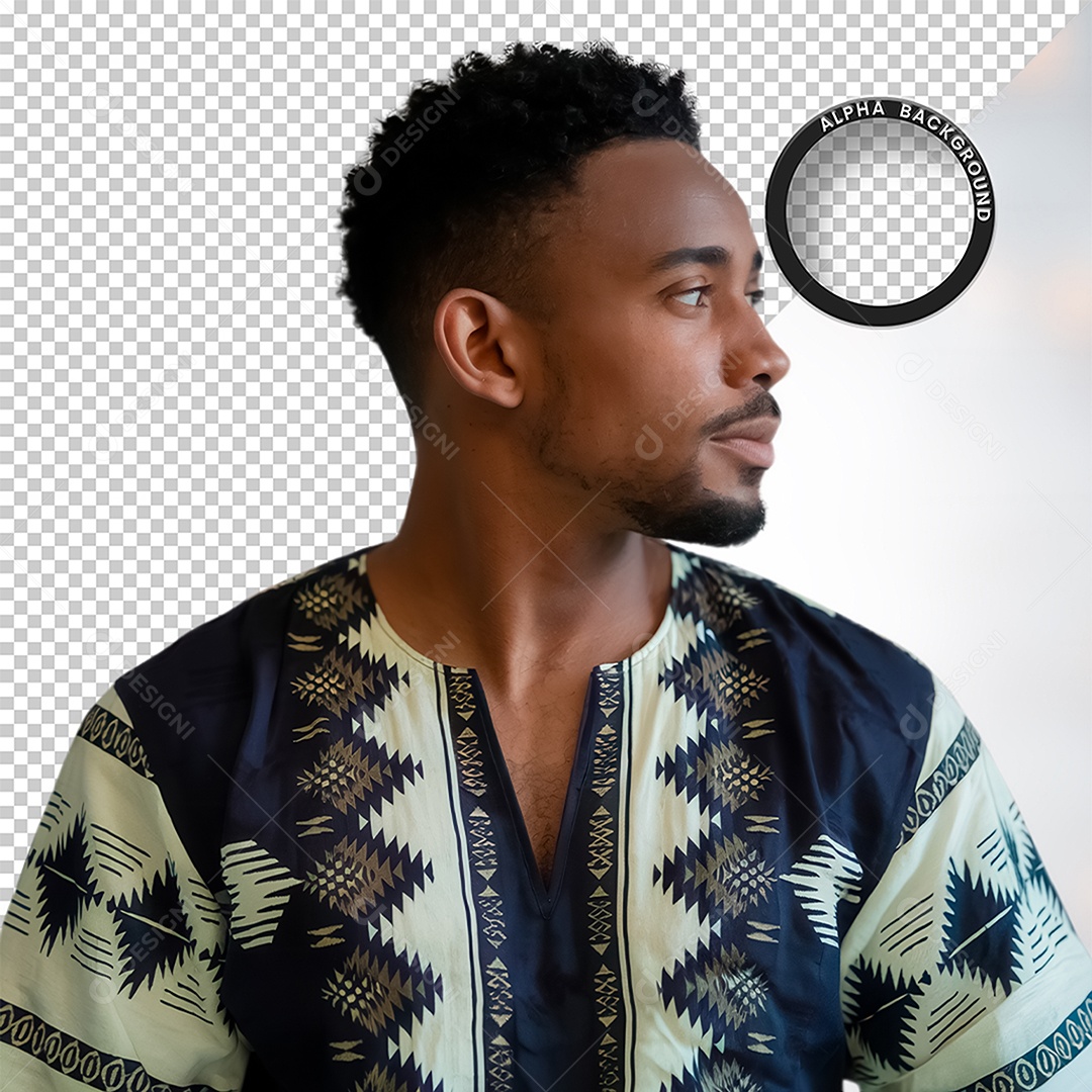 Personagem 3D Homen Negro Afro para Composição PSD