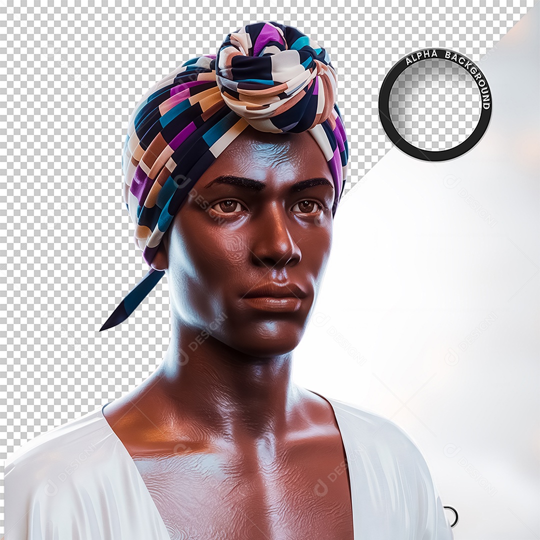 Personagem 3D Homen Negro Afro para Composição PSD