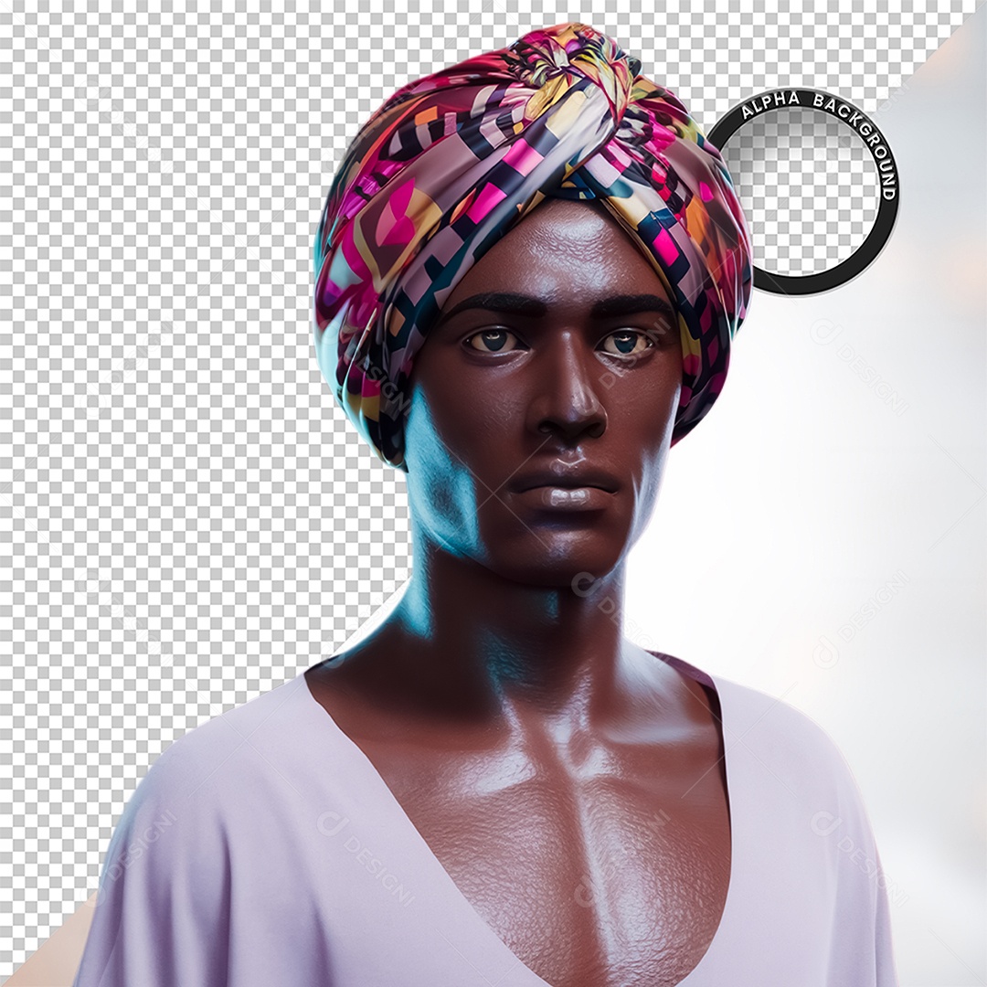 Personagem 3D Homen Negro Afro para Composição PSD