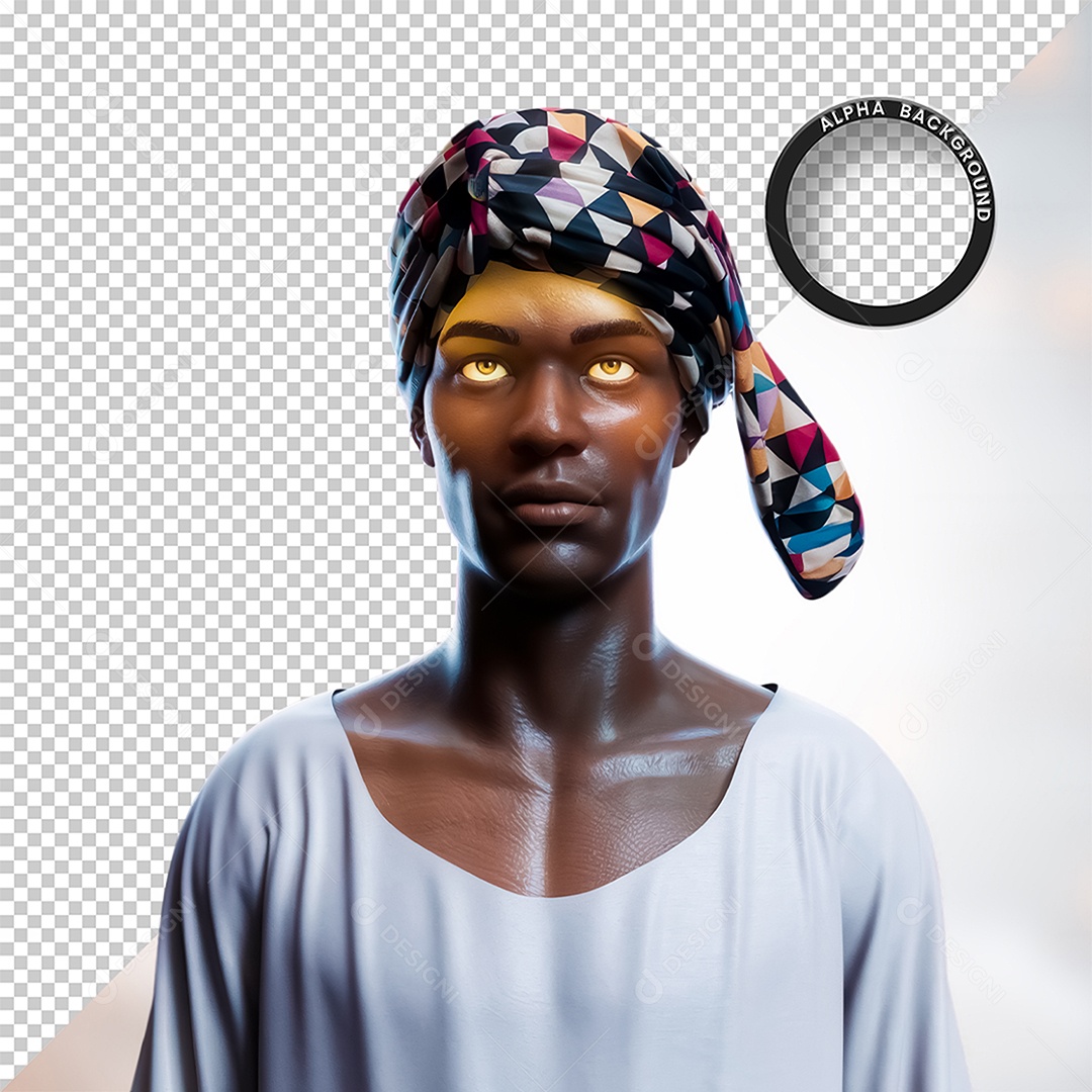 Personagem 3D Homen Negro Afro para Composição PSD