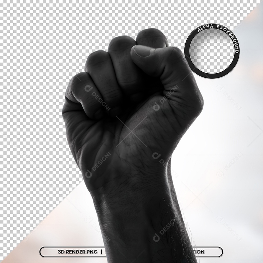 Mão Negra Pra Cima Dia da Consciência Negra 20 de Novembro PNG Transparente