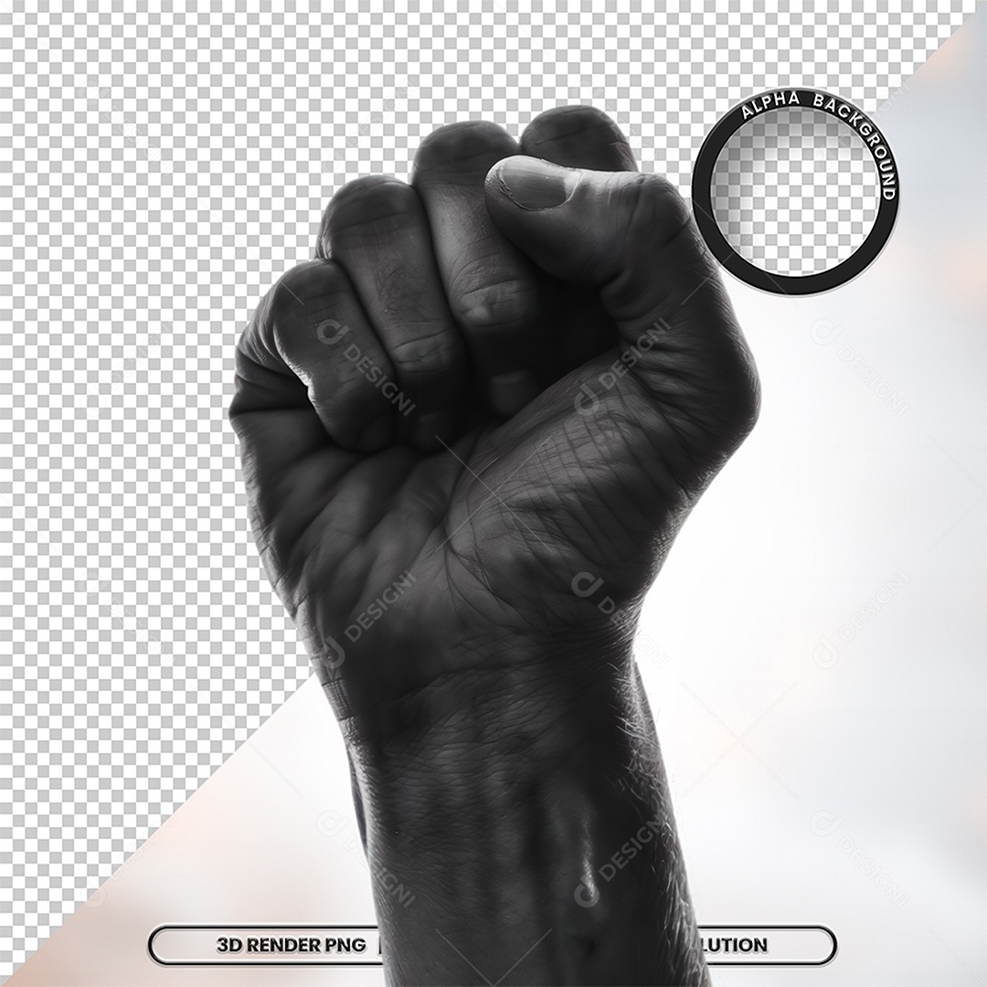 Mão Negra Pra Cima Dia da Consciência Negra 20 de Novembro PNG Transparente