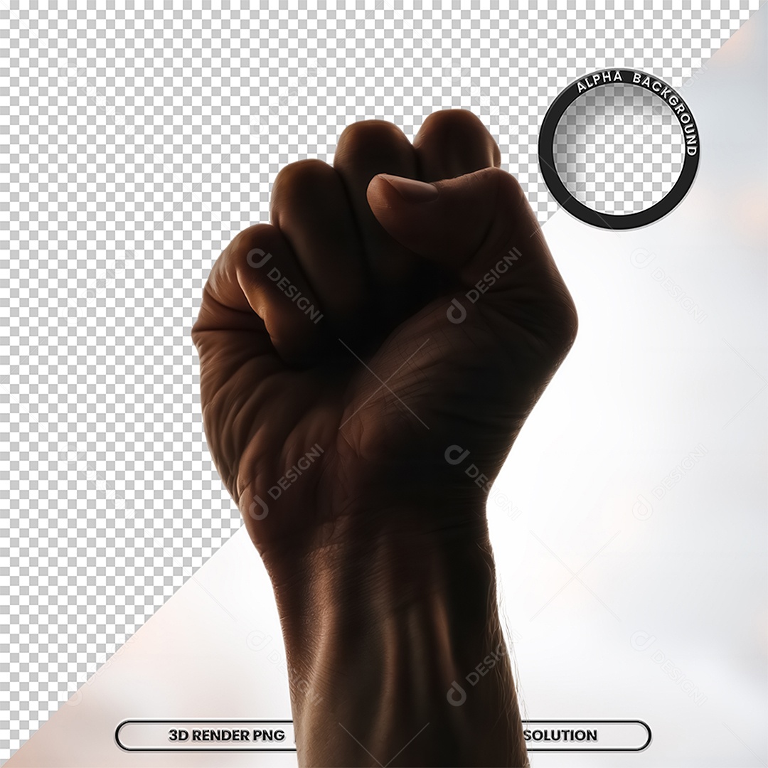 Mão Negra Pra Cima Dia da Consciência Negra 20 de Novembro PNG Transparente