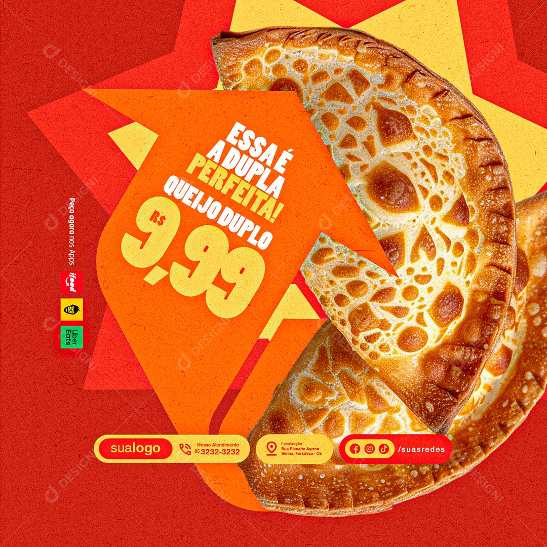 Pastelaria Essa é a Dupla Perfeita Queijo Duplo Social Media PSD Editável