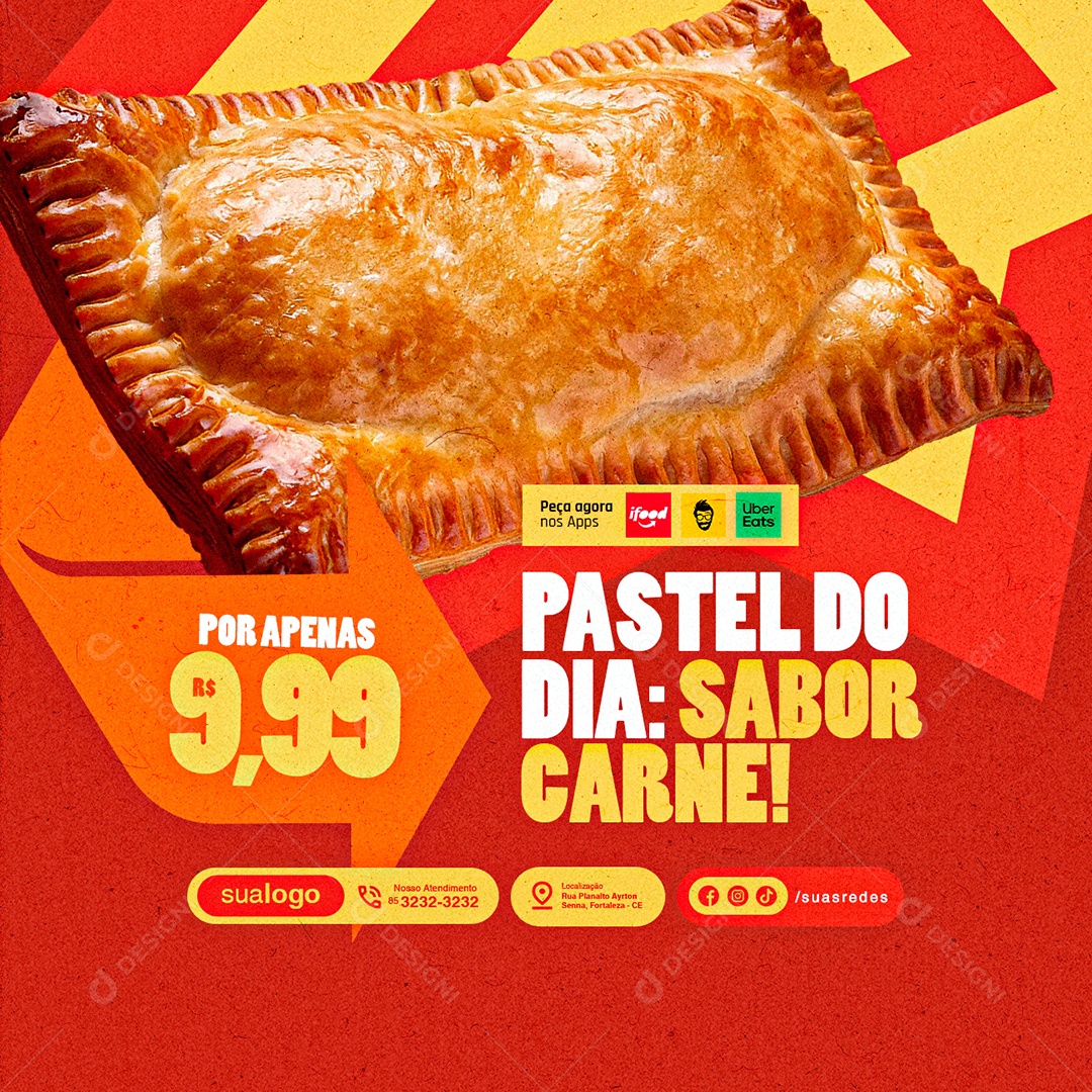 Pastelaria Pastel do Dia Sabor Carne Social Media PSD Editável