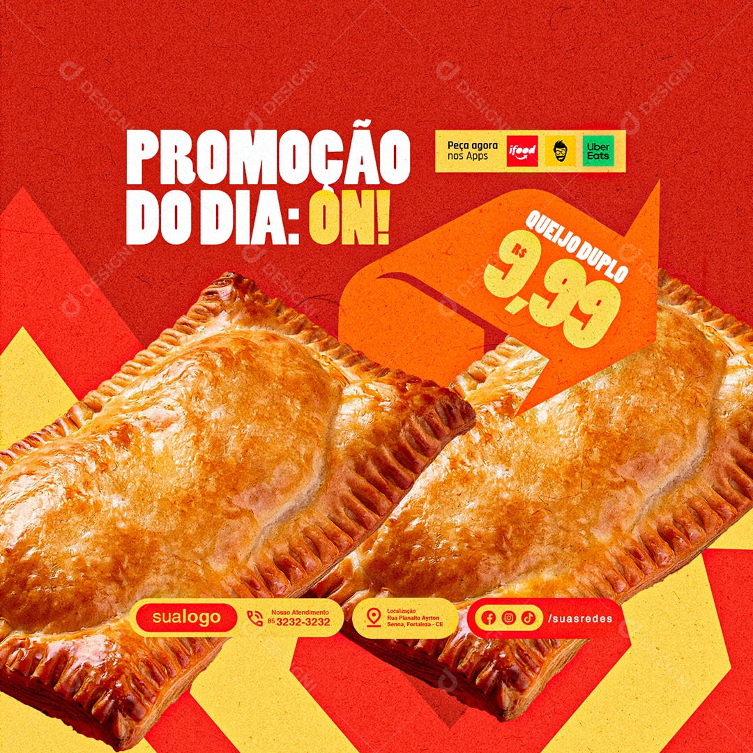 Pastelaria Promoção Do Dia On Queijo Duplo Social Media PSD Editável