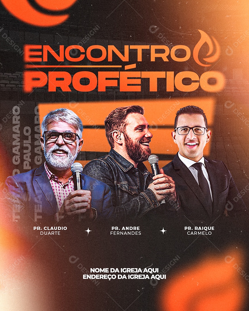 Flyer Gospel Encontro Profético Social Media PSD Editável