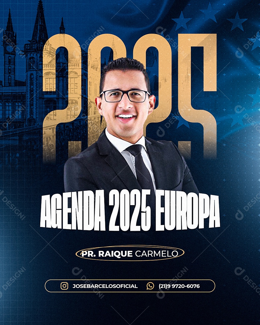 Flyer Gospel Agenda Europa Social Media PSD Editável