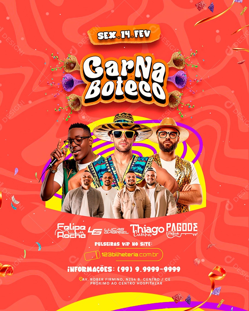 Flyer Carnaval Carna Boteco Social Media PSD Editable