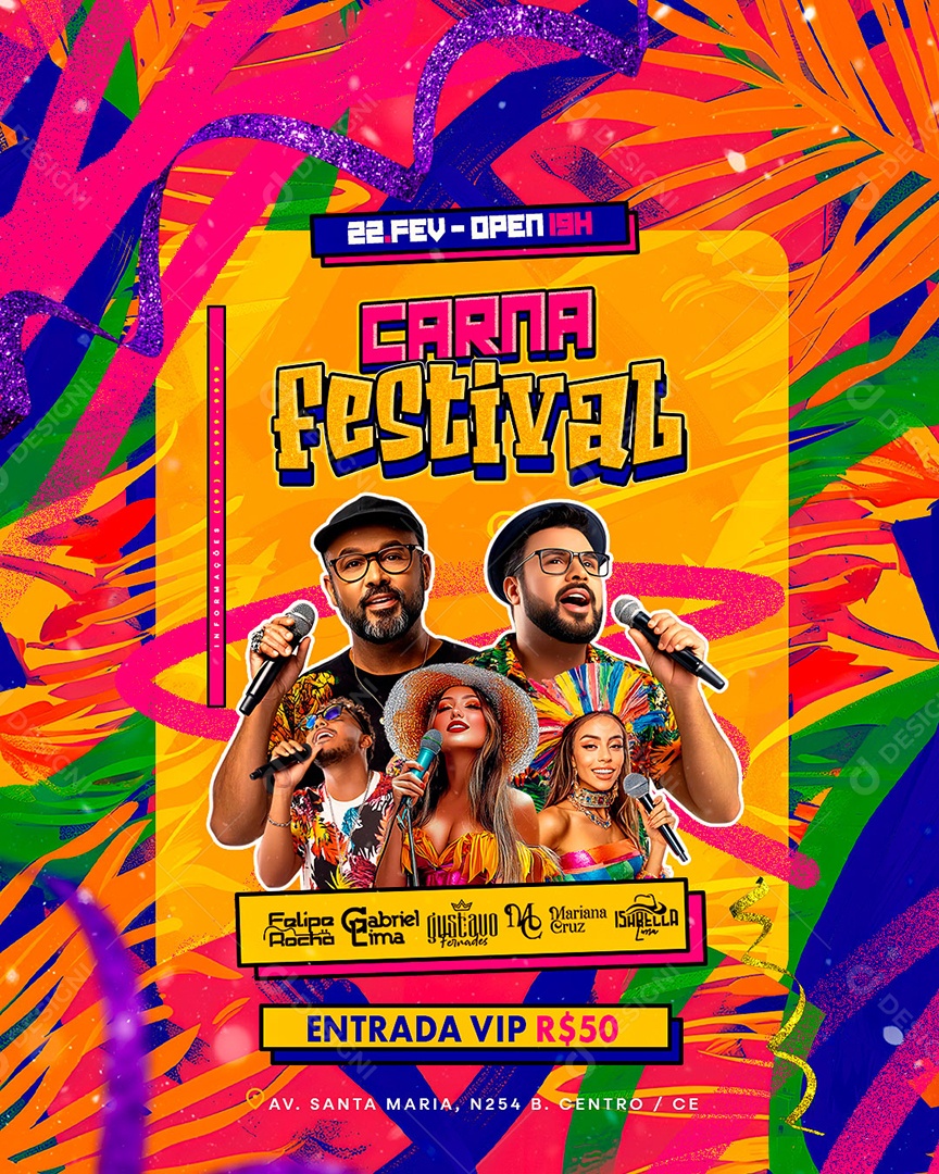 Flyer Carnaval Carna Festival Social Media PSD Editável